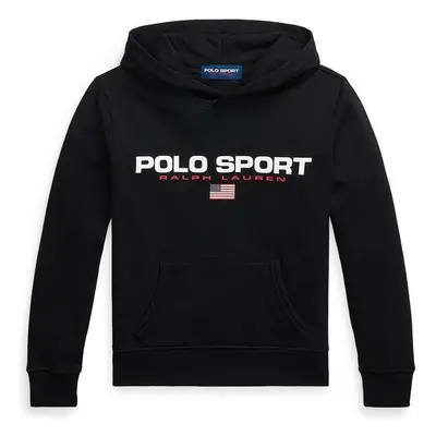 Dětská mikina Polo Ralph Lauren černá barva, s kapucí, s potiskem, 99686856