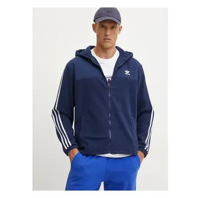 Mikina adidas Originals pánská, modrá barva, s kapucí, s aplikací, 100263451