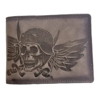 Kožená peněženka SKULL BIKER šedá 76527558