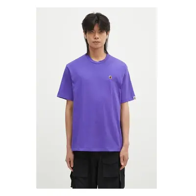 Bavlněné tričko A Bathing Ape ONE POINT RELAXED FIT TEE fialová barva, 100028140