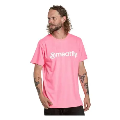 Meatfly pánské tričko Joe Neon Pink/White | Bílá | 100% bavlna 99799220