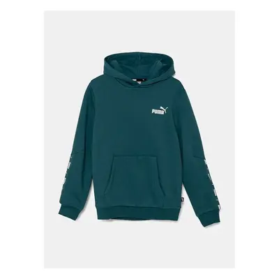 Dětská mikina Puma ESS Tape Hoodie zelená barva, s kapucí, hladká, 99960826