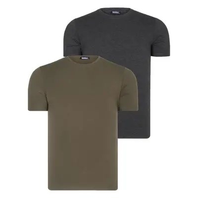 DUAL SET T8569 DEWBERRY BIKE COLLAR MENS T-SHIRT-ANTHRACITE-KHAKI 82775438