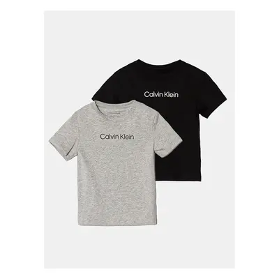 Dětské bavlněné tričko Calvin Klein Jeans 2-pack šedá barva, s 100281466