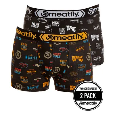 Meatfly pánské boxerky Balboa Boxershorts Double Pack Badges | Černá 64717758