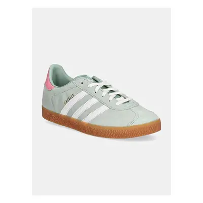 Dětské semišové sneakers boty adidas Originals GAZELLE zelená barva, 99279228