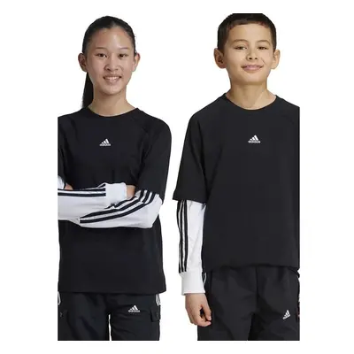 Dětské tričko s dlouhým rukávem adidas JAM 2IN1 LS černá barva, s 92857827