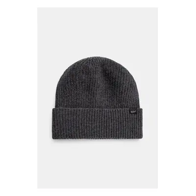 Vlněná čepice Woolrich Knitted Ribbed Beanie šedá barva, 99247657