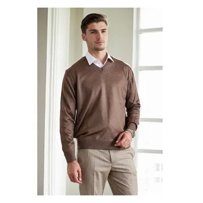 38804 Dewberry Mens V Neck Knit Sweater-COFFEE 100275433