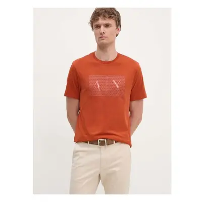 Bavlněné tričko Armani Exchange oranžová barva, s potiskem 100029009