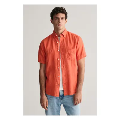 KOŠILE GANT REG GMNT DYED LINEN SS SHIRT BURNT ORANGE 90826154