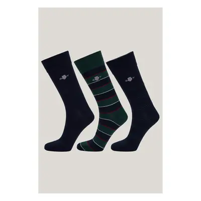 PONOŽKY GANT SHIELD TIE STRIPE SOCKS 3-PACK GB TARTAN GREEN 98997669