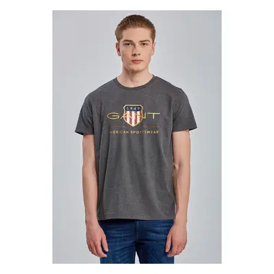 TRIČKO GANT D2. ARCHIVE SHIELD SS T-SHIRT ANTRACIT MELANGE 78425255