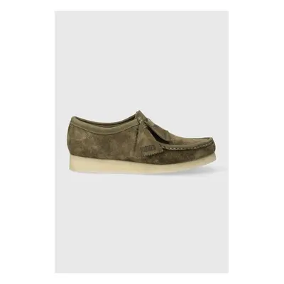 Semišové polobotky Clarks Originals Wallabee pánské, zelená barva, 90865412