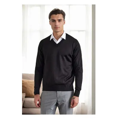 38804 Dewberry Mens V Neck Knit Sweater-BLACK 100241342