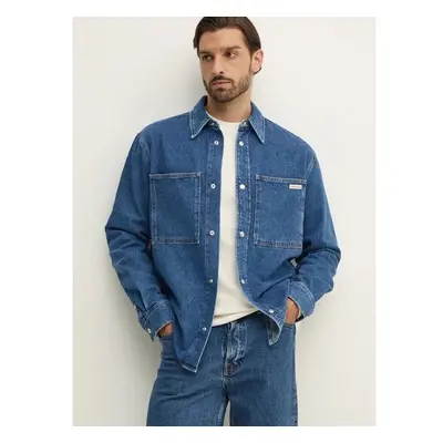 Džínová košile Calvin Klein Jeans pánská, hnědá barva, regular, s 99540685