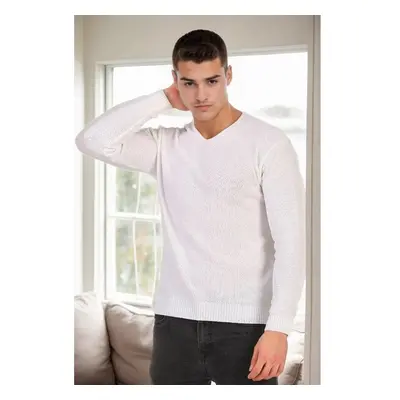 41878 Dewberry V Neck Mens Sweater-WHITE 99379879