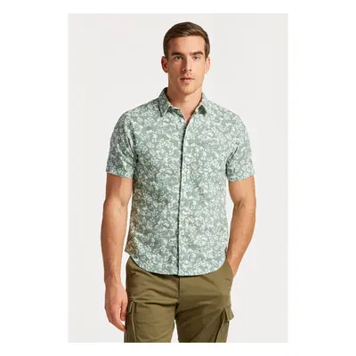 KOŠILE GANT REG FLORAL COTTON LINEN SS SHIRT KALAMATA GREEN 78397902