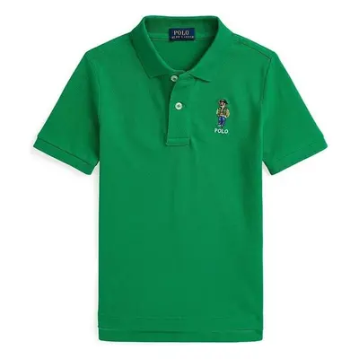 Dětská bavlněná polokošile Polo Ralph Lauren zelená barva, 99686840