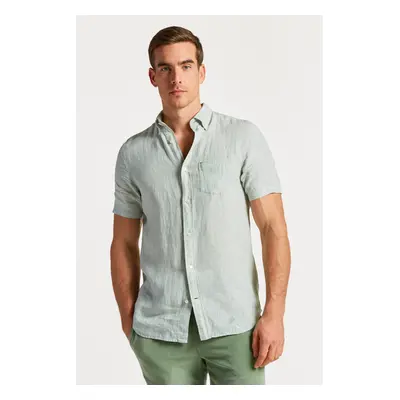 KOŠILE GANT REG LINEN STRIPE SS SHIRT KALAMATA GREEN 78397905