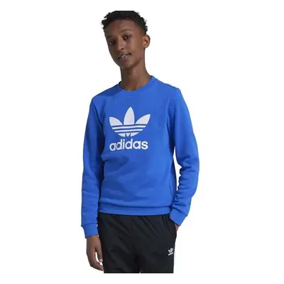 Dětská mikina adidas Originals TREFOIL CREW modrá barva, s potiskem, 97782214