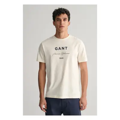 TRIČKO GANT LOGO SCRIPT PRINTED SS T-SHIRT CREAM 90826161