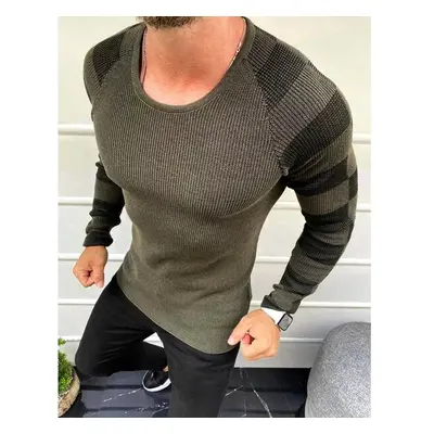 Pánský svetr přes hlavu khaki Dstreet 59175590