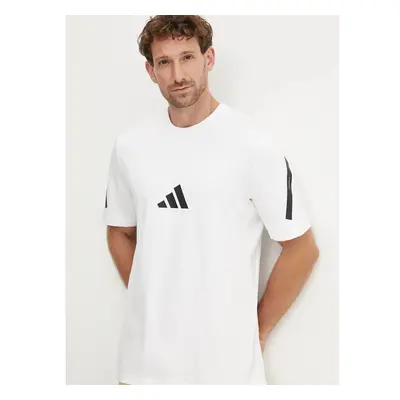 Bavlněné tričko adidas ZNE bílá barva, s potiskem, JE3078 99826580