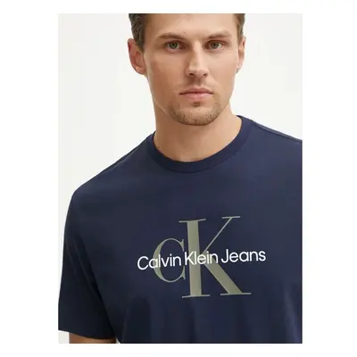 Bavlněné tričko Calvin Klein Jeans tmavomodrá barva, s potiskem, 99256092