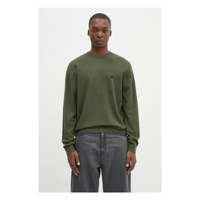 Vlněný svetr Carhartt WIP Madison Sweater pánský, zelená barva, 99834170