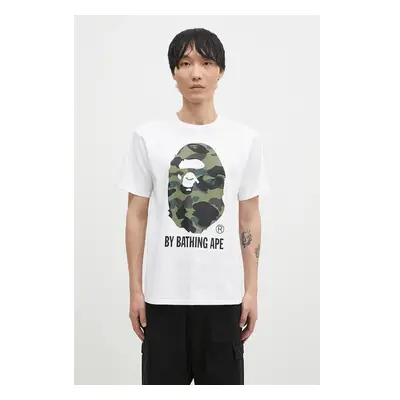 Bavlněné tričko A Bathing Ape 1ST CAMO BY BATHING APE TEE bílá barva, 100028273