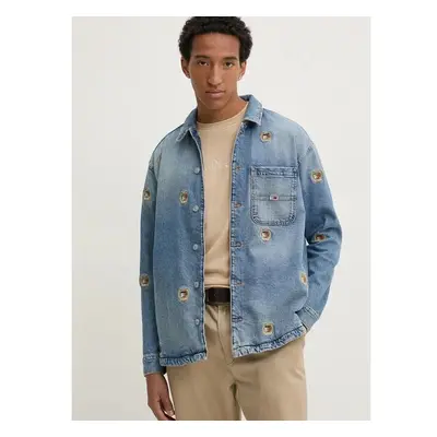 Džínová bunda Tommy Jeans pánská, modrá barva, přechodná, oversize, 99958598