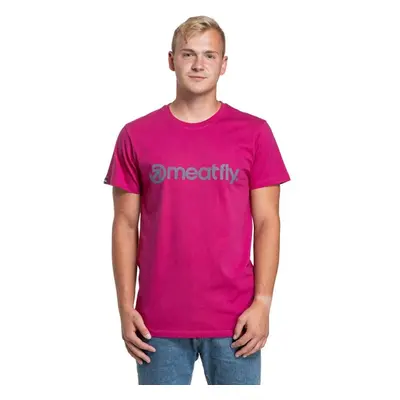 Meatfly pánské tričko Striped Logo Magenta | Růžová | 100% bavlna 99802633