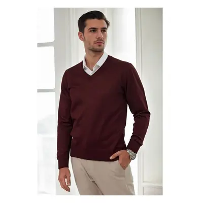 38804 Dewberry Mens V Neck Knit Sweater-BORDEAUX 100275432