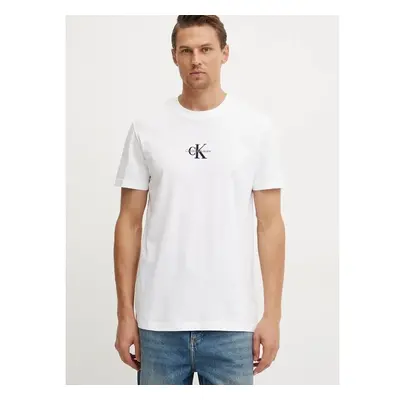 Bavlněné tričko Calvin Klein Jeans bílá barva, s aplikací, J30J325649 99440209