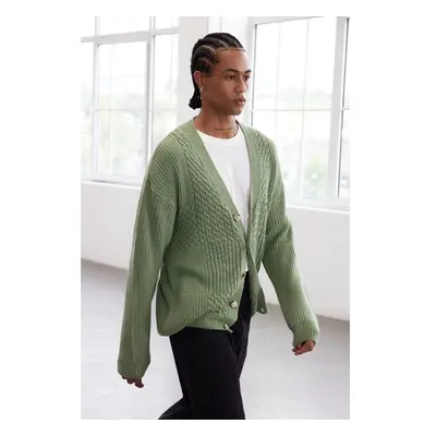 Trendyol Limited Edition Mint FL Mens Regular V Neck Hair Knit Sweater 99607819