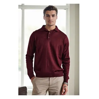 28296 Dewberry Polo Neck Mens Knit Sweater-BURGUNDY 100211719