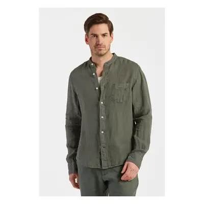 KOŠILE GANT REG UT GMNT DYED LINEN BAND SHIRT GREEN ASH 78760400