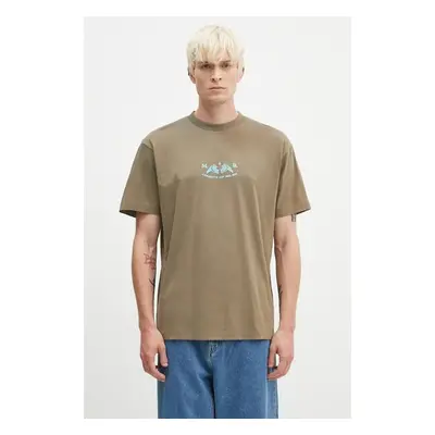 Bavlněné tričko Marcelo Burlon Vintage Logo Basic Tee zelená barva, s 99247544