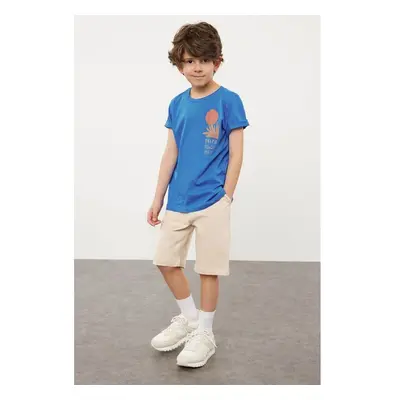 Trendyol Saks Boys Back Printed Short Sleeve T shirt Shorts Set Cotton 99793277