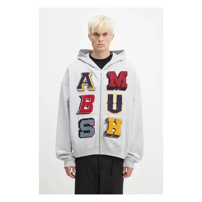 Mikina AMBUSH Zip Up Sweatshirt pánská, šedá barva, s kapucí, s 99247596