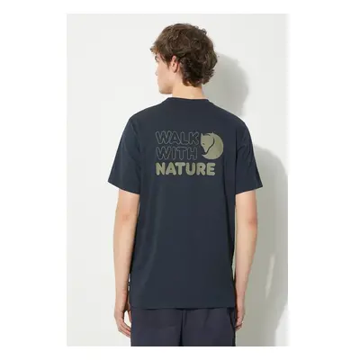 Tričko Fjallraven Walk With Nature T-shirt M tmavomodrá barva, 99287456