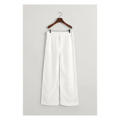 KALHOTY GANT WIDE PLEATED LINEN PANTS WHITE 99244624