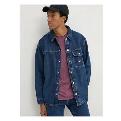 Džínová košile Tommy Jeans pánská, tmavomodrá barva, relaxed, s 99914056