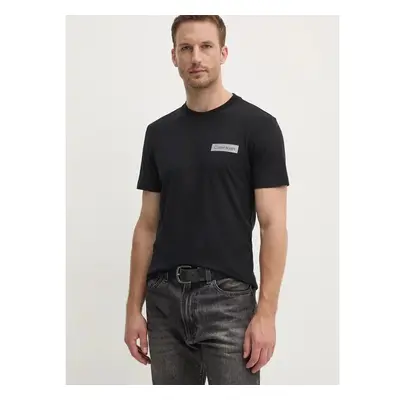 Bavlněné tričko Calvin Klein černá barva, s aplikací, K10K113594 99440398