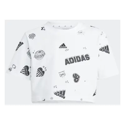 Adidas Tričko Brand Love Allover Print Crop Kids 83947070