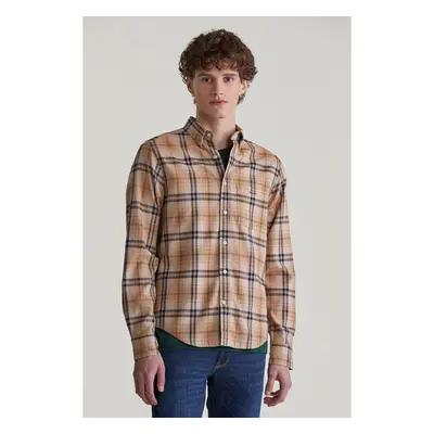 KOŠILE GANT REG JASPE FLANNEL PLAID SHIRT CARAMEL BEIGE 99365181