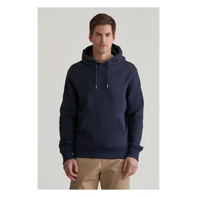 MIKINA GANT WAFFLE HOODIE EVENING BLUE 99405475