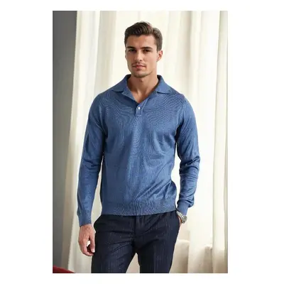 28296 Dewberry Polo Neck Mens Knit Sweater-INDIGO 100258116