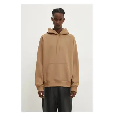 Mikina Carhartt WIP Hooded Chase Sweat pánská, béžová barva, s kapucí, 99247427